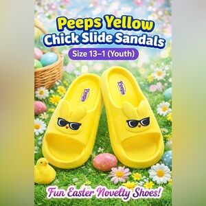 Peeps Yellow Chick Slide Sandals Kids Size 13-1 NWT Easter Novelty Slides